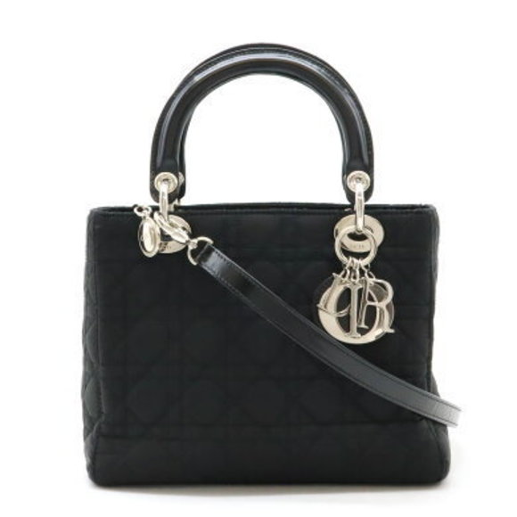 Christian Dior Lady Cannage Shoulder Bag black nylon - Picture 1 of 9